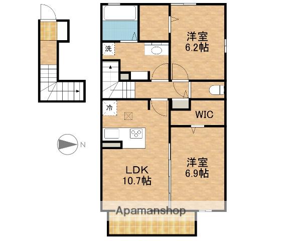 クランベリーKAMO(2LDK/2階)の間取り写真