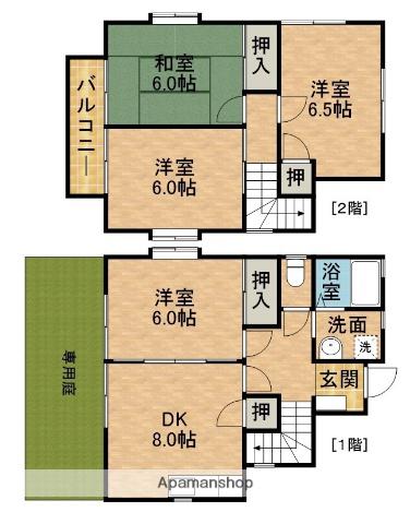 東海道本線 浜松駅 バス乗車時間：12分 蜆塚中学北バス停で下車 徒歩7分 2階建 築34年(4DK)の間取り写真