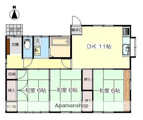 東海道本線 磐田駅 徒歩23分 1階建 築39年(3DK)の間取り写真