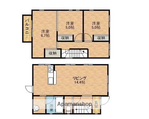 東海道本線 藤枝駅 バス乗車時間：20分 全居寺前バス停で下車 徒歩5分 2階建 築14年(2LDK)の間取り写真