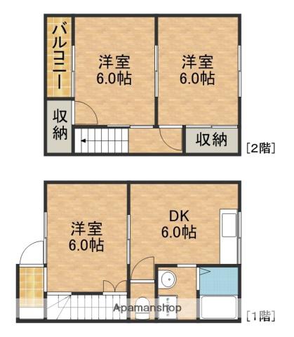 宮脇ハイツＢ(3DK)の間取り写真