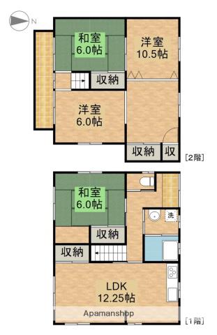 東海道本線 浜松駅 バス乗車時間：7分 三島西バス停で下車 徒歩10分 2階建 築51年(4LDK)の間取り写真