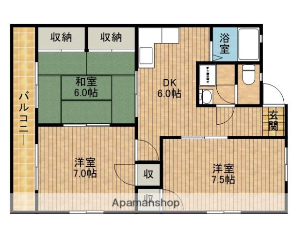 壱番館青木(3DK/2階)の間取り写真
