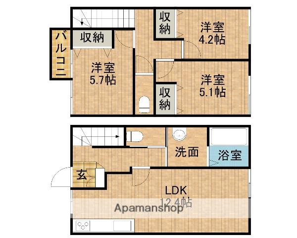 東海道本線 焼津駅 バス乗車時間：15分 西小川１丁目バス停で下車 徒歩2分 2階建 築1年(3LDK)の間取り写真