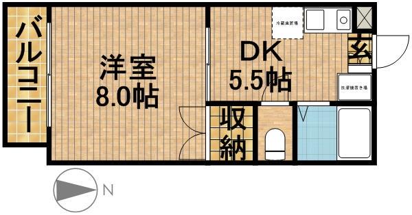 若宮物語(1DK/1階)の間取り写真