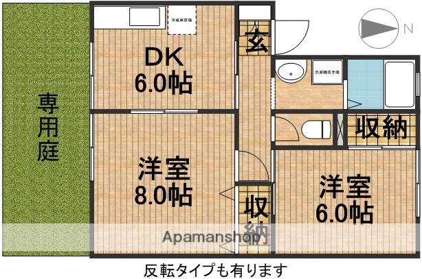 スカイハイツC(2DK/1階)の間取り写真