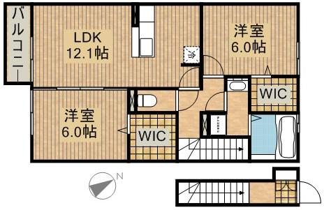 プライム(2LDK/2階)の間取り写真