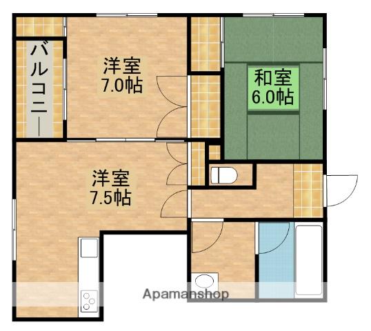 尾野スカイハイツ3(2LDK/2階)の間取り写真