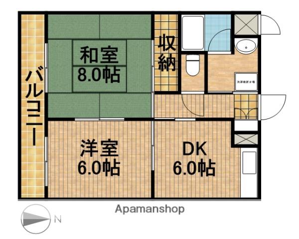 パストラーレⅢ(2DK/1階)の間取り写真