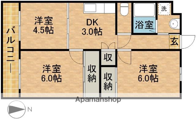 コーポ内山Ⅱ(3K/3階)の間取り写真