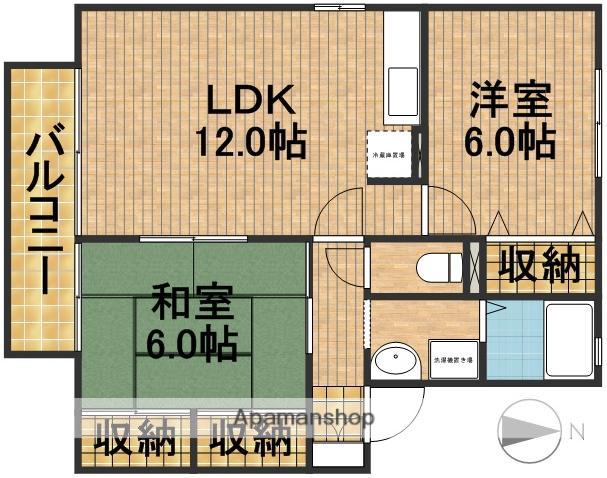 コーポベルーガB(2LDK/1階)の間取り写真