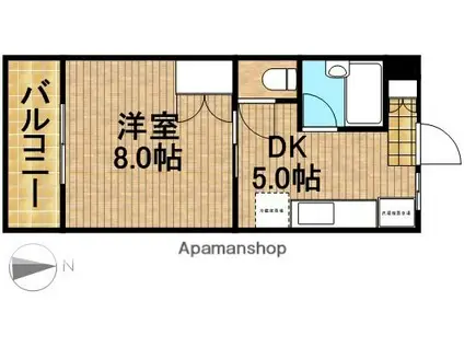 マンションやまももの木(1DK/1階)の間取り写真