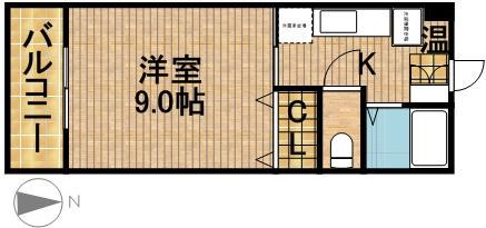 ハイツ173(1K/2階)の間取り写真