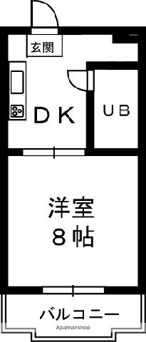 ハイツYAHAZU(1DK/2階)の間取り写真
