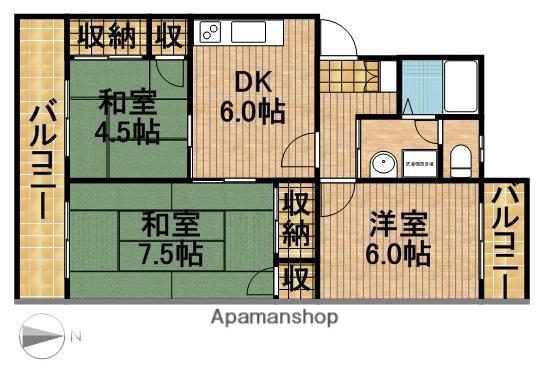 スカイキング Ⅲ(3DK/3階)の間取り写真