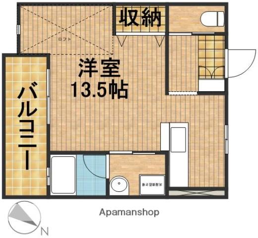 オリーブブランチ(ワンルーム/1階)の間取り写真