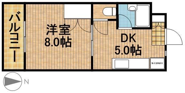 マンション金丸(1DK/4階)の間取り写真