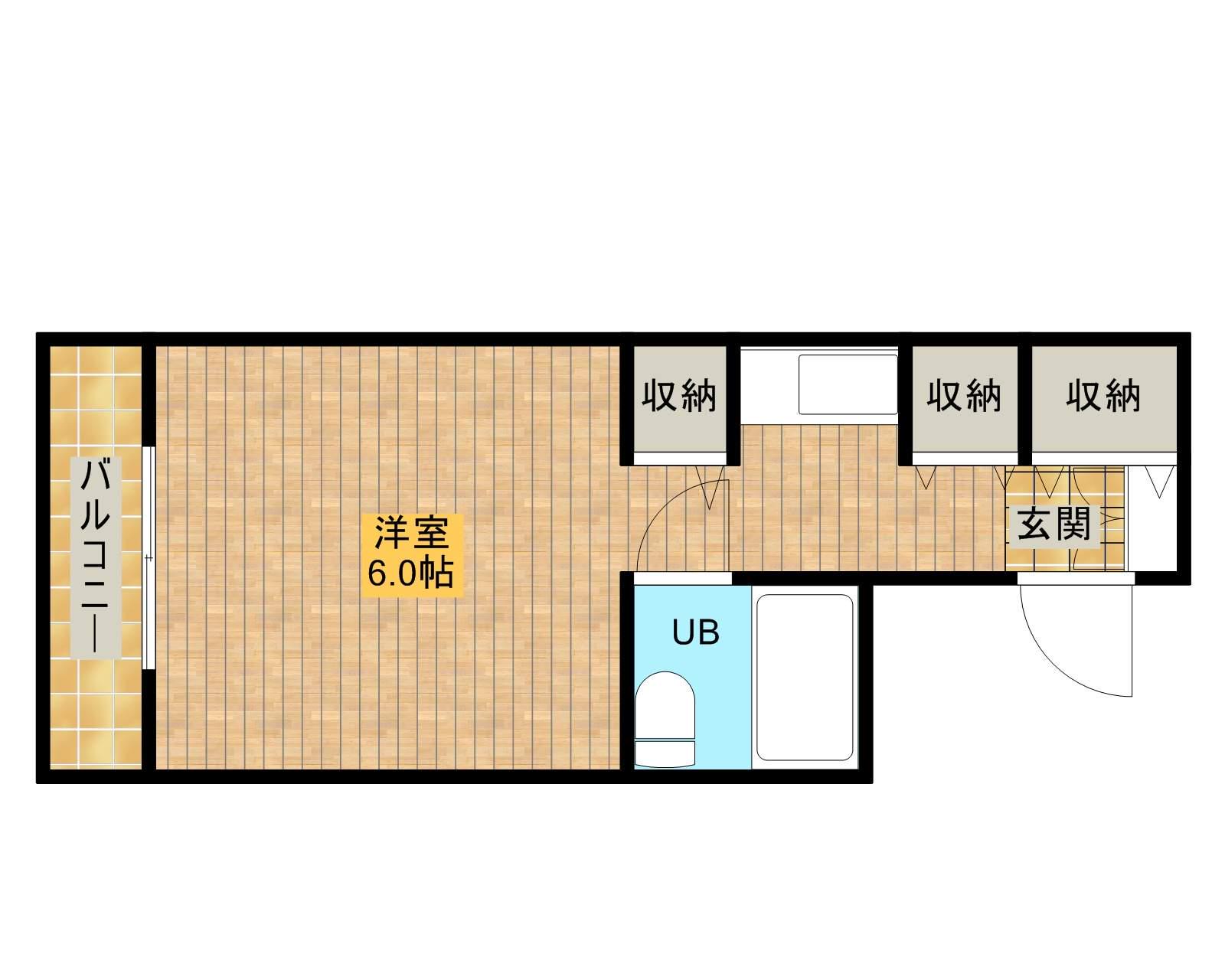 メイクスⅠ八幡(ワンルーム/3階)の間取り写真