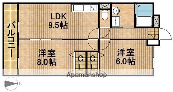 ピエールフェローニ(2LDK/4階)の間取り写真