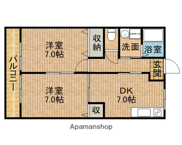 アヴェニール東 A(2DK/1階)の間取り写真