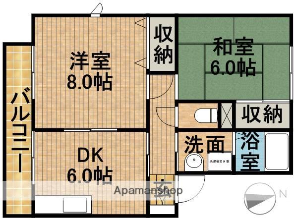ロイヤルアネックス1号館(2DK/2階)の間取り写真
