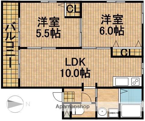 プロシードⅠ(2LDK/2階)の間取り写真