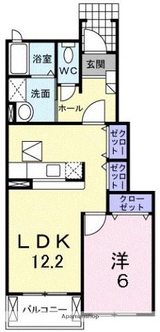 ソル・レヴァンテ Ⅱ(1LDK/1階)の間取り写真
