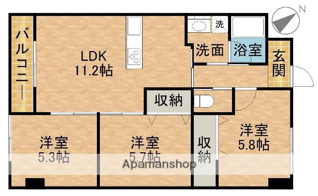 アルコリバーサイド(3LDK/6階)の間取り写真
