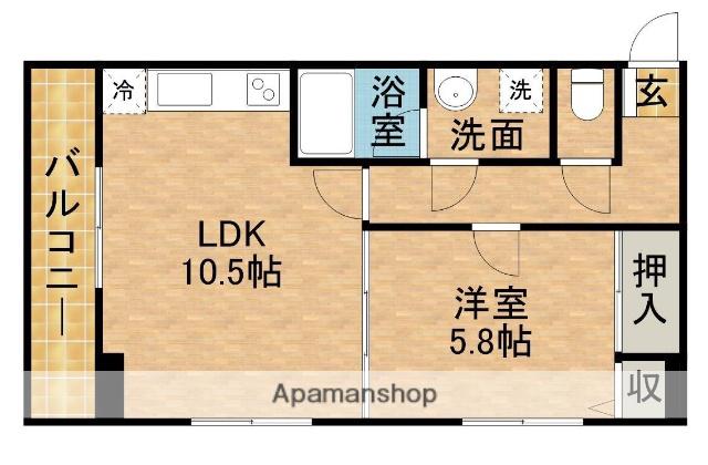 アズビオス元城(1LDK/9階)の間取り写真