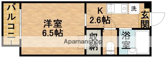 ビバリーハウス萩丘B(1K/2階)の間取り写真