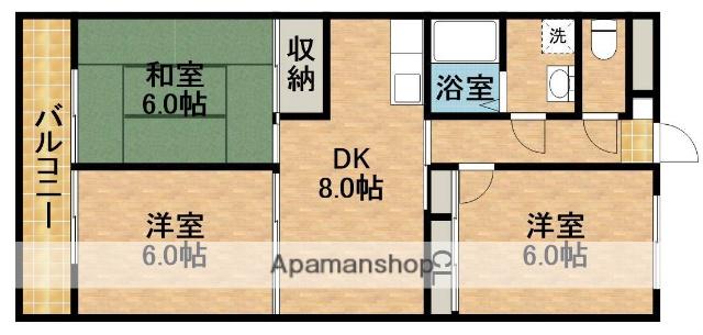 ベルアーバン(3DK/2階)の間取り写真