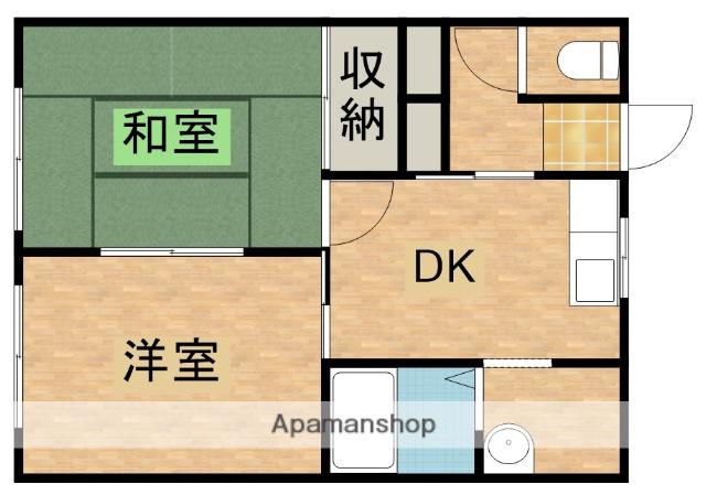 ベルコリーヌ B棟(2DK/1階)の間取り写真