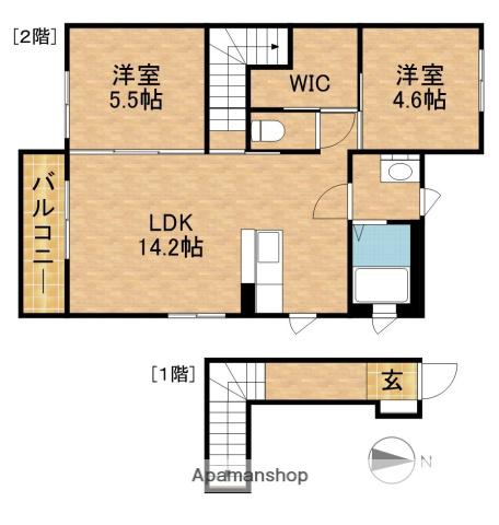アナハイム(2LDK/2階)の間取り写真