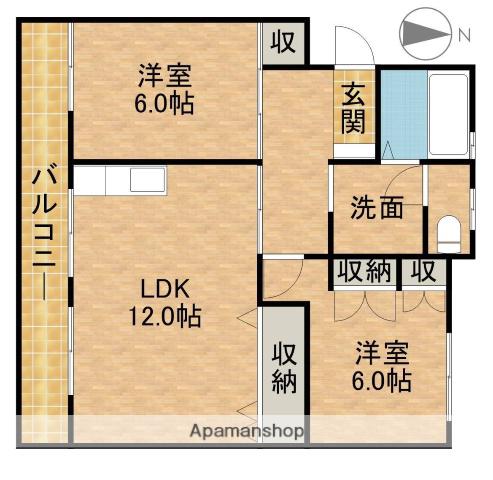 マンションてんじん(2LDK/1階)の間取り写真