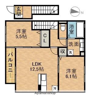Dティアラ(2LDK/2階)の間取り写真