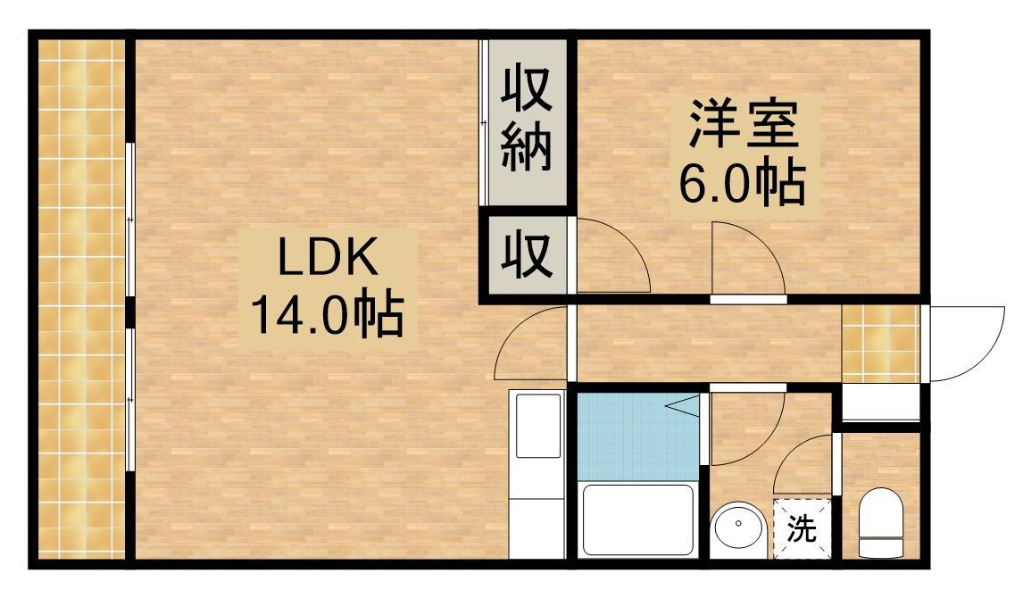 マンション楠通Ⅱ(1LDK/3階)の間取り写真