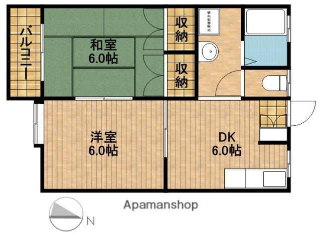 ハイツハイブリッジ(2DK/1階)の間取り写真