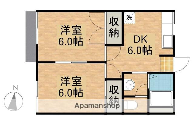 フォーブル・ハカマタ(2DK/2階)の間取り写真