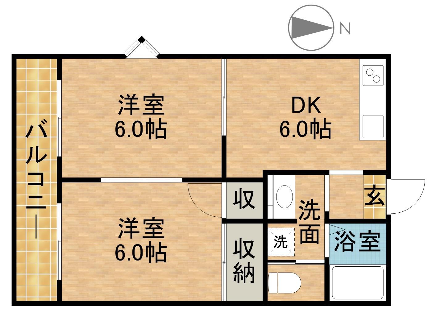 サンヒルス(2DK/1階)の間取り写真