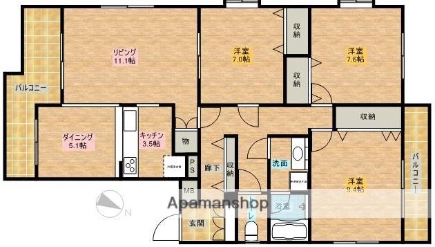 シルフィーノ大平台(3LDK/2階)の間取り写真