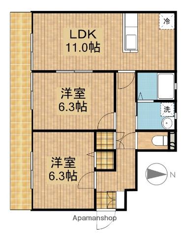 ブライトコートB(2LDK/1階)の間取り写真