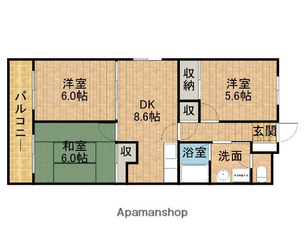 山ノ手マンションⅡ(3DK/3階)の間取り写真