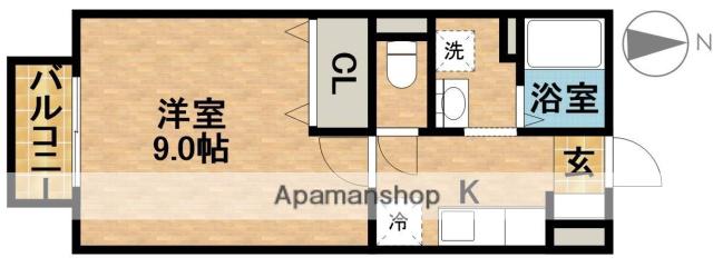 パークハウスヴェルデA(1K/1階)の間取り写真