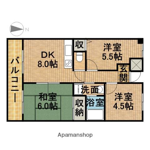 掛川マンション(3DK/2階)の間取り写真