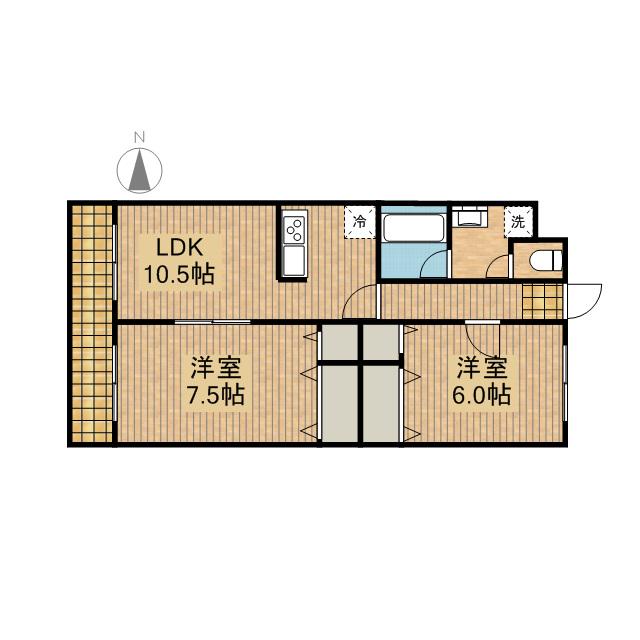 RAINBOWほんま(2LDK/4階)の間取り写真