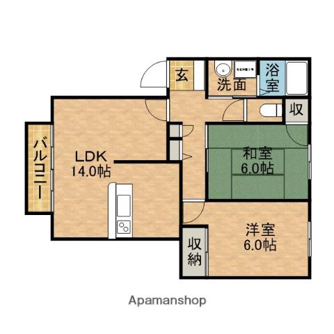 メゾン昴(2LDK/1階)の間取り写真