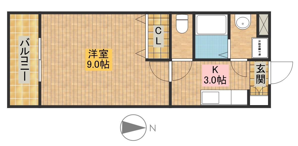 クロスロード広沢(1K/1階)の間取り写真