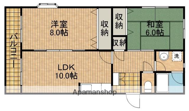 シンフォニー(2DK/1階)の間取り写真
