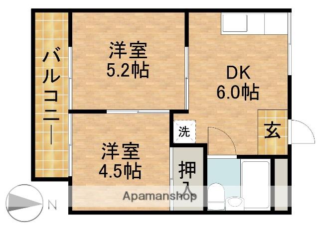 コーレイパームⅡ(2DK/1階)の間取り写真