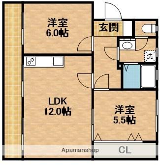 サンライズ柿澤(2LDK/2階)の間取り写真